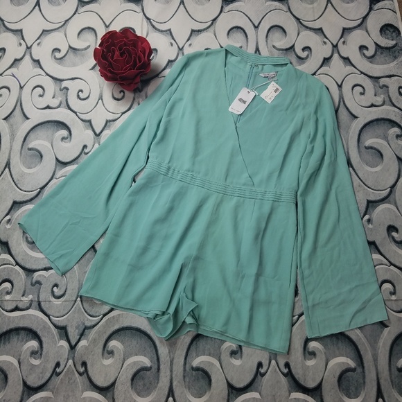 Naked Zebra Pants - Naked Zebra Mint Choker Neckline Romper